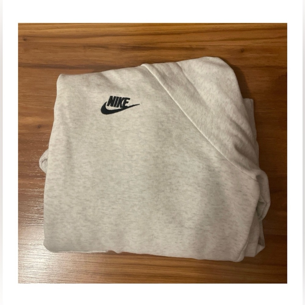 Heather Gray White Nike Funnel Neck Hoodie